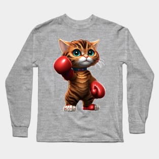 Little cat boxer in red gloves Long Sleeve T-Shirt